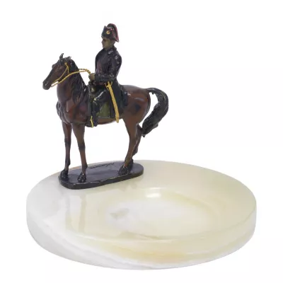 An Onyx Aschenbecher mit Bronze Figur Napoleon O 17xØ19,9cm