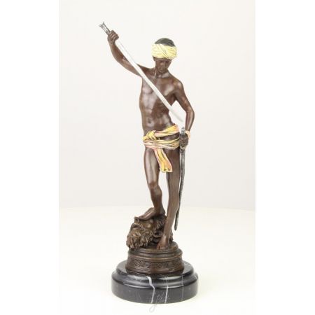 Bronzefigur Davids Victory Over Goliath 32,8x10,5x13cm