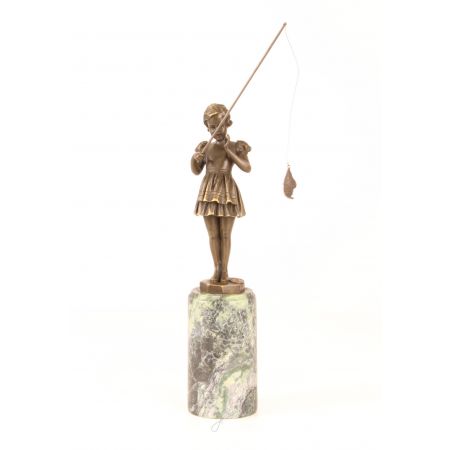 Bronzefigur Fishing Girl 30,4x6,8x6,9cm