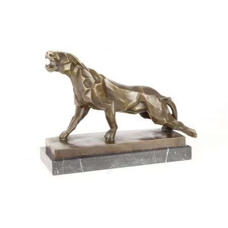 Art Deco Bronzefigur Wounded Panther 27,3x13,6x38,2cm