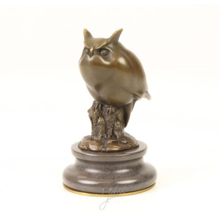 Bronzefigurn Eule (brass Plate Underneath Base) 12,8x7,5x7,5cm