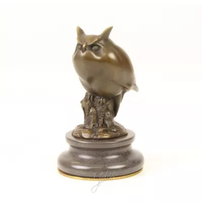 Bronzefigurn Eule (brass Plate Underneath Base) 12,8x7,5x7,5cm
