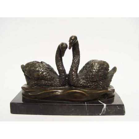 Bronzefigur Pair Of Swans 13x9,6x19,5cm