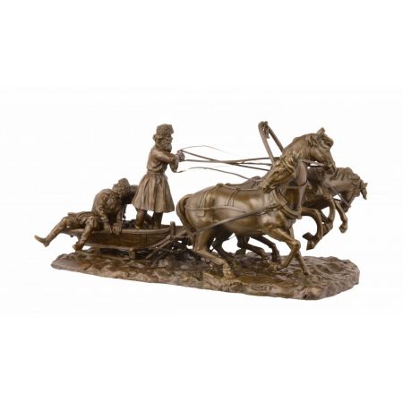 Bronzefigur von 3 Riders In Troika 21,2x23,9x46,9cm