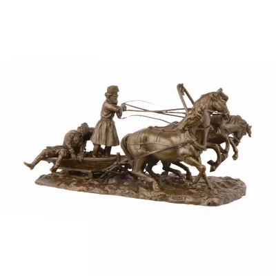 Bronzefigur von 3 Riders In Troika 21,2x23,9x46,9cm