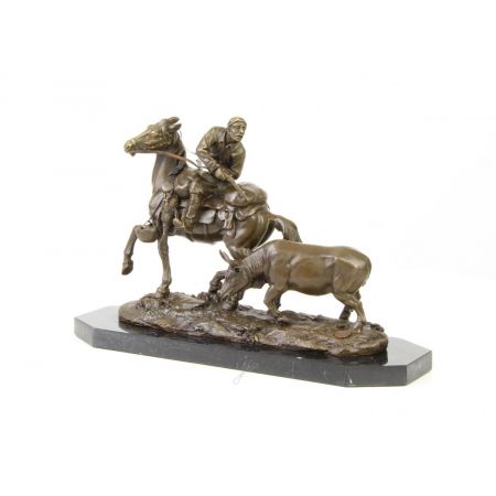 Bronzefigur von Hunter On Pferdback 24,1x12,8x37,4cm