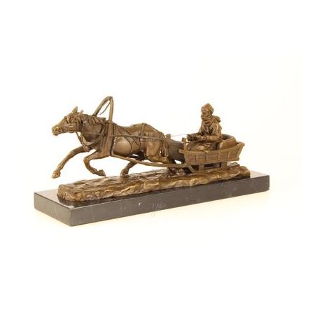 Bronzefigur Pferd Drawn Sledge 19x13x42,1cm