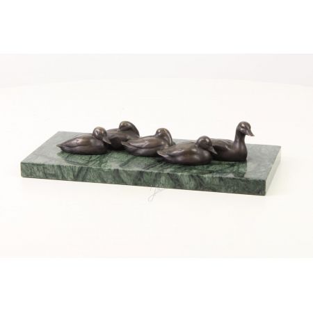 Bronzefigur von Ducks und Ducklings 7,2x13,9x30,1cm