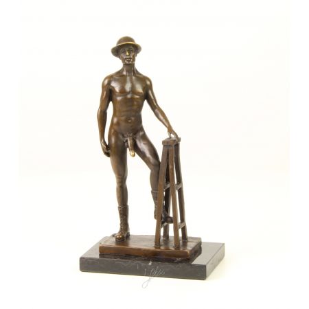 Bronzefigur Nude Posing Male 25,7x9,1x14,5cm