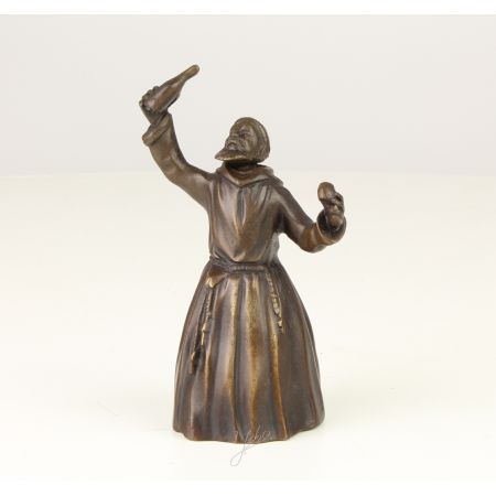 Bronzefigur Tischglocke Drinking Monk 11,6x5,1x6,9cm