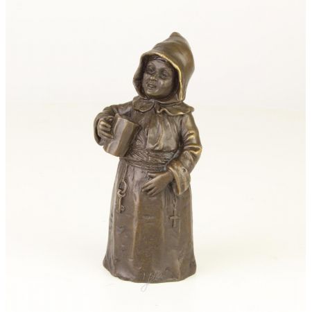 Bronzefigur Tischglocke Drinking Monk 12,6x4,9x6,1cm