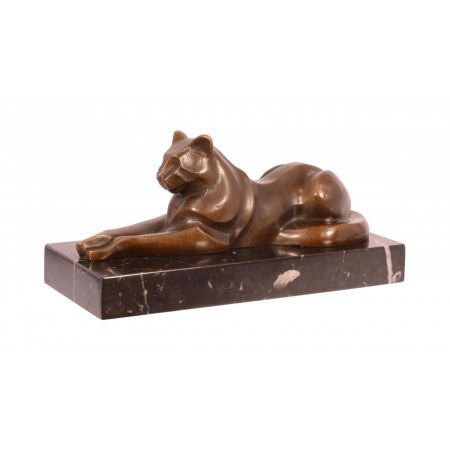 Bronzefigur Reclining Cat 12,1x11,5x25,5cm