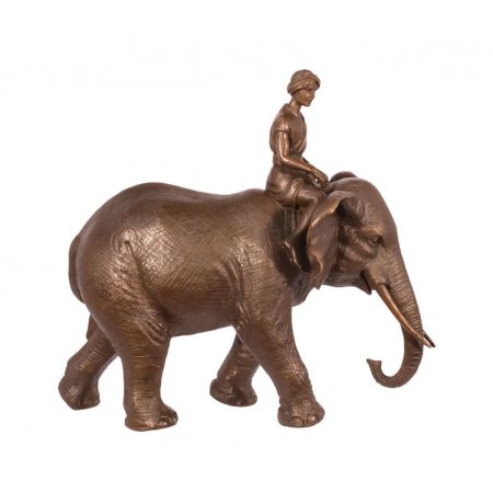 Bronzefigurn Elephant und Rider 23,1x13x25,7cm