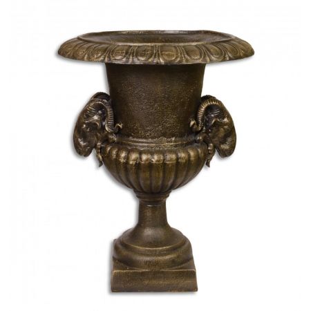 Large Urn With Ram Kopf Bronze