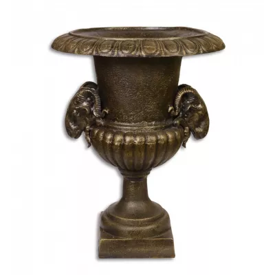 Large Urn With Ram Kopf Bronze