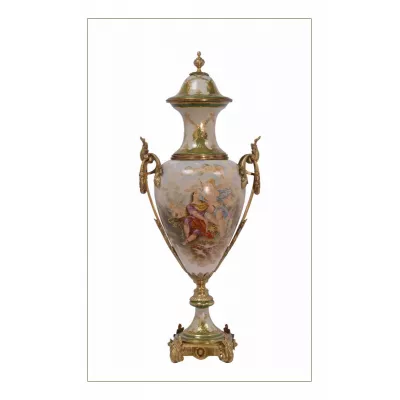 A Two-handled Porzellan Bronze Mounted Vase und Cover 73cm