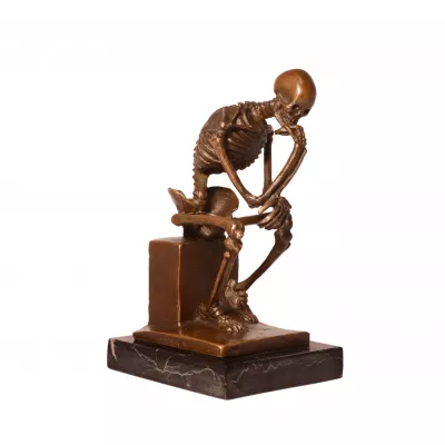 Bronzefigur The Skeleton Thinker 14,5x8,5cm