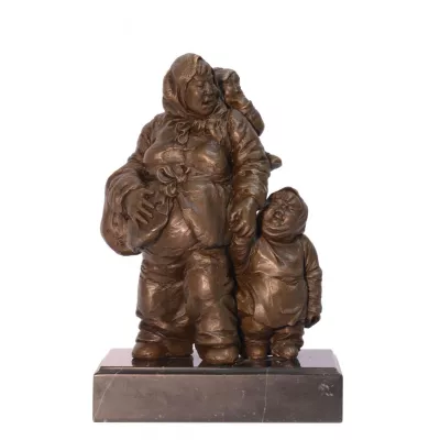 Bronzefigur von Mother With Children 26,5x12,2x18,1cm