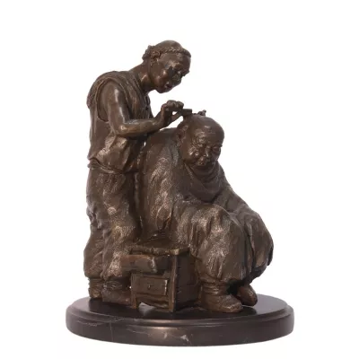 Bronzefigur von Chinese Barber Scene 24x19,1x19,1cm