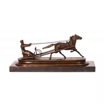 Bronzefigur von Pferd-drawn Sleigh 10,5x9,1x25cm