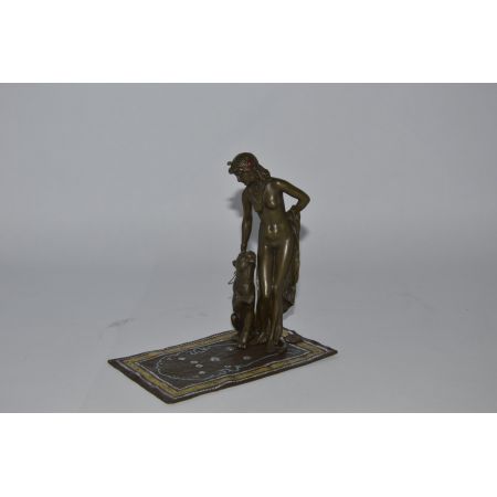 Bronzefigur Cleopatra With Panther 16,8x10x17,1cm