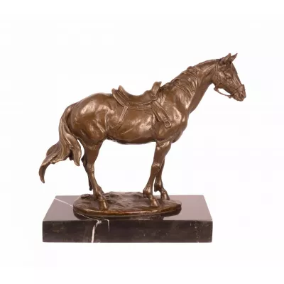Bronzefigur Mounted Pferd 24,5x28,5cm