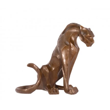 Moderne Bronzefigur Seated Jaguar 47,7x35x53,4cm