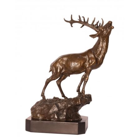 Bronzefigur Stag On Rock 37,5cm