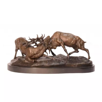 Bronzefigur Two Fighting Stags 20cm