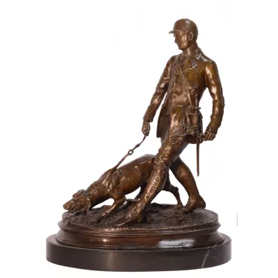 Bronzefigur Valet und Bloodhound 46cm