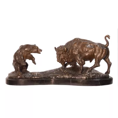 Bronzefigur The Stier und Bear 21,5cm