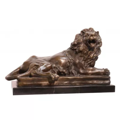 Bronzefigur Reclining Lion 38cm