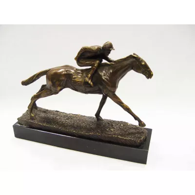 Bronzefigur Jockey und Pferd 21,4x7,9x29cm