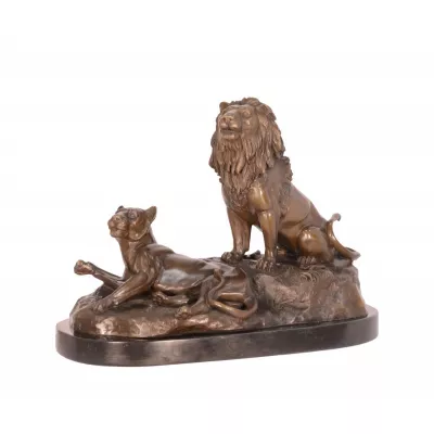 Bronzefigur Lion und Lioness 29cm