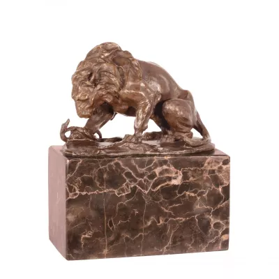 Bronzefigur Lion und Serpent 15x12cm