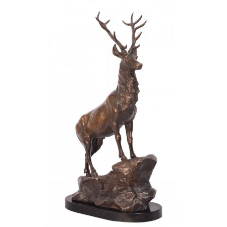 Bronzefigur Stag On Rock 68,5x19,9x38,1cm