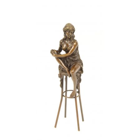 Bronzefigur Lady On Barchair 25,7x7,3x8,2cm