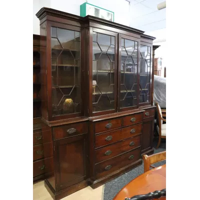 Antikes Breakfront Bookcase aus massivem Mahagoni, ca. 1860, sofort lieferbar