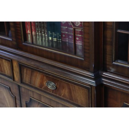 Breakfront Bookcase in Pyramiden Mahagoni, Bücherschrank Antik Regency Stil