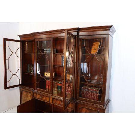 Breakfront Bookcase in Pyramiden Mahagoni, Bücherschrank Antik Regency Stil