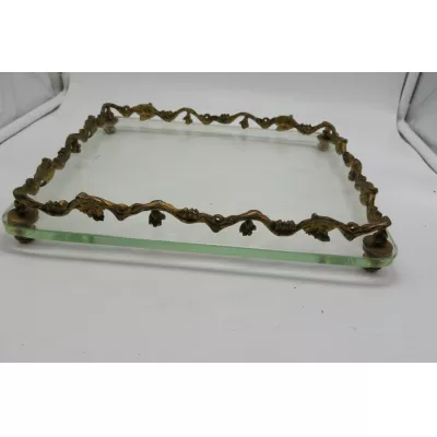 Bronze Tablett mit Glas