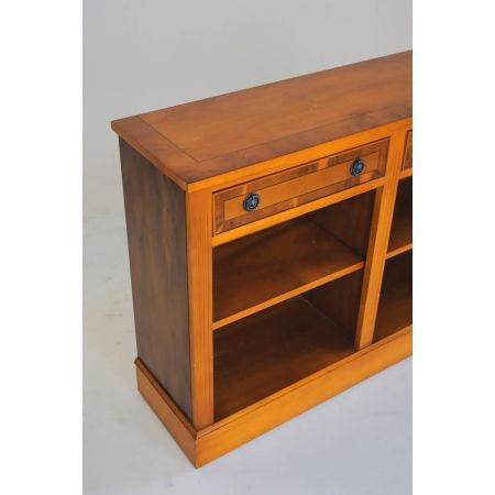 Ästhetisches Bücherregal aus Eibenholz mit Schubladen und Bandintarsien