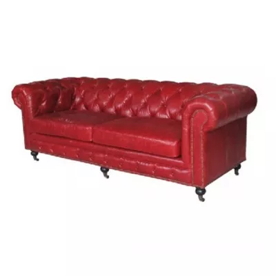 Chesterfield-Ledersofa Echtleder "Chesterfield Red"