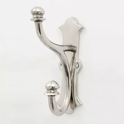 Klassischer Edelstahl Wandhaken mit zwei Haken aus Aluminium