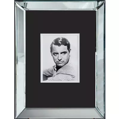 Wandbild Foto Portrait Garry Grant 40x50 Schwarz-weiß Bild schwarz-weiß Foto mit Rahmen in Pearl