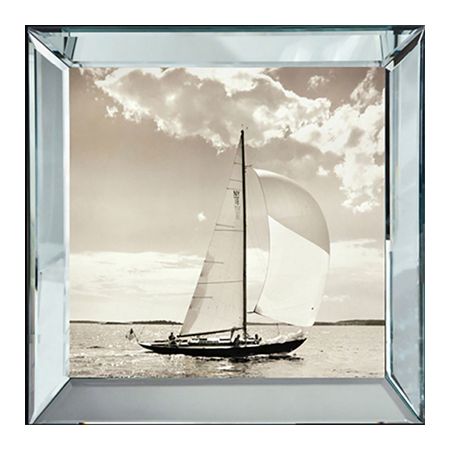 Foto im Rahmen Wandbild Segelboot Schwarz-weiß Bild I 40x40 im Spiegelrahmen