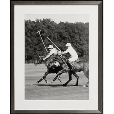 Schwarz-weiß Bild Vintage Foto "Polo im Park" Wandbild mit Rahmen 40x50