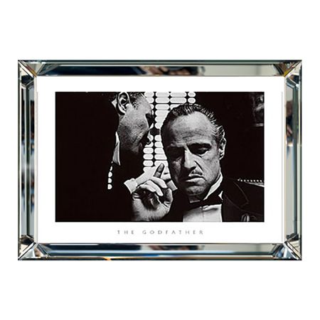 Wandbild schwarz-weiß Foto Godfather 60x80 im Spiegel Rahmen