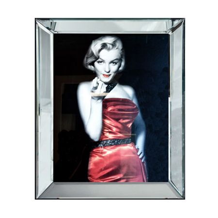 Wandbild Marilyn Monroe Lady in Red II 40x50 Foto im Bilderrahmen Glas Spiegelbilderrahmen