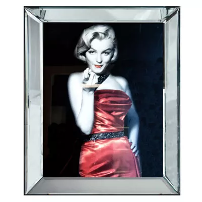 Wandbild Marilyn Monroe Lady in Red II 40x50 Foto im Bilderrahmen Glas Spiegelbilderrahmen
